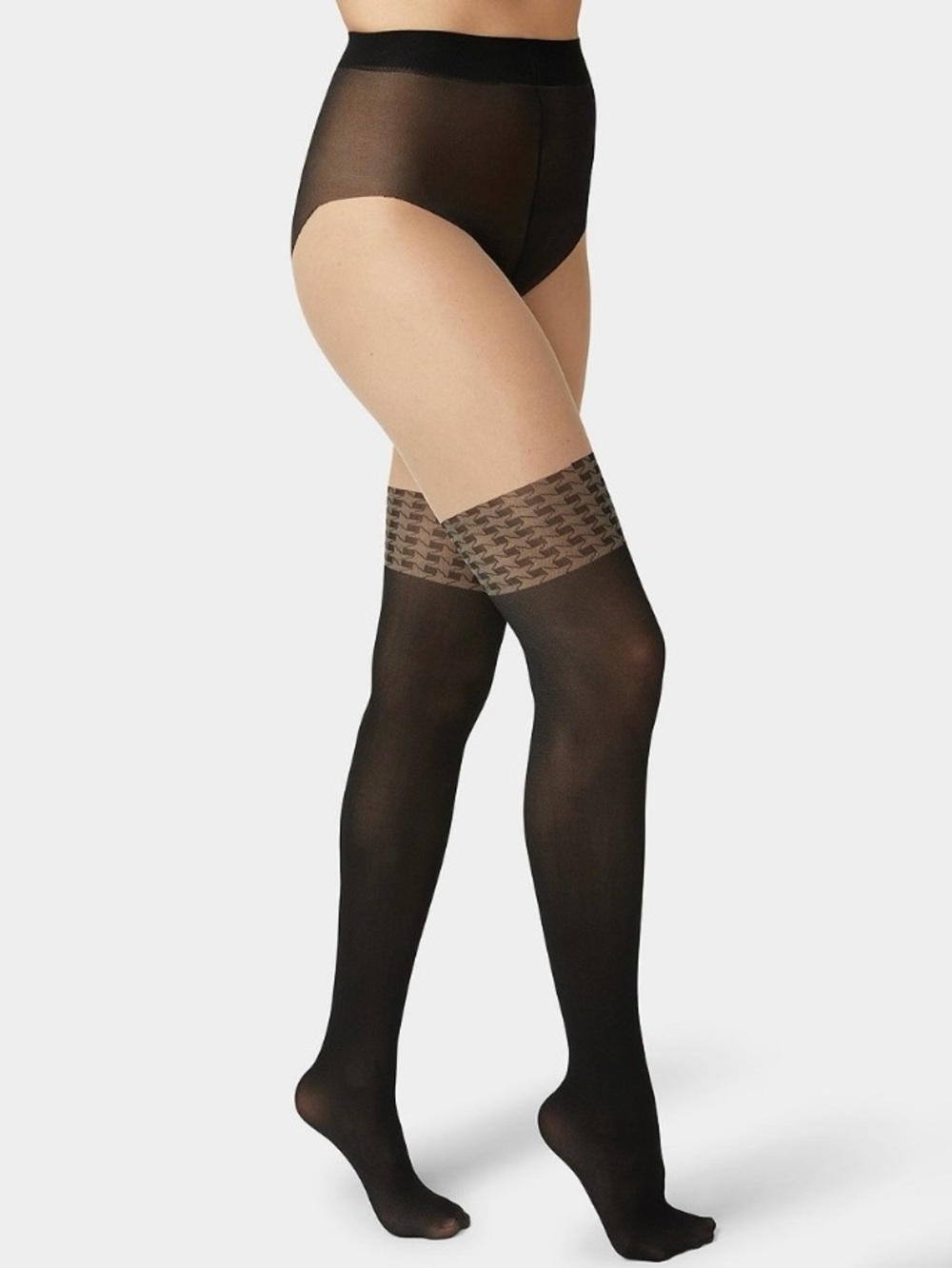 Hue Faux Thigh High Tights Black Size S/M